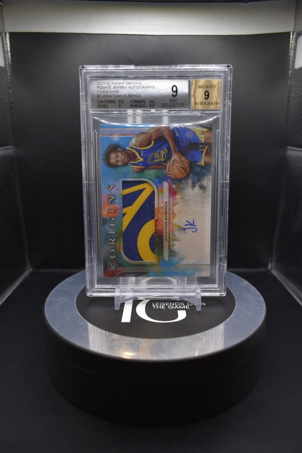 2021-22 Panini Origins Rookie Jersey Autographs Turquoise #7 Jonathan Kuminga Auto 9 BGS 9