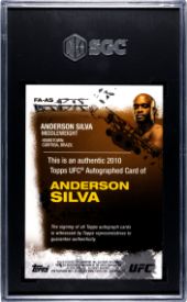 2010 Topps UFC Fa-As Anderson Silva Autographed Auto 10 SGC 9