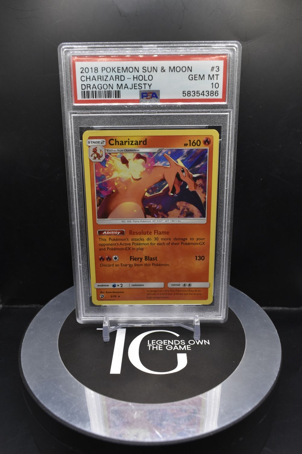 2018 Pokemon Sun &amp; Moon Charizard - Holo Dragon Majesty #3 PSA 10