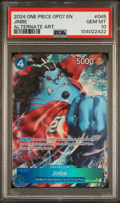 2024 One Piece OP07 En Jinbe Alternate Art #045 PSA 10