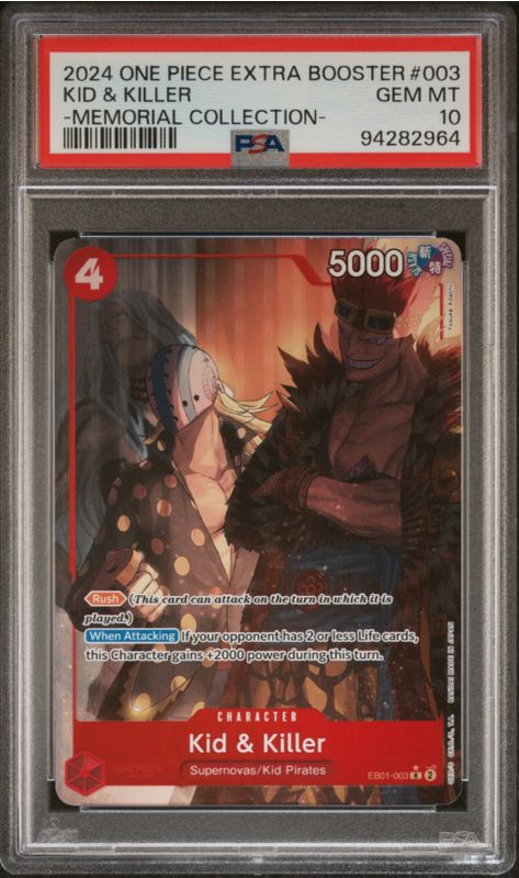 2024 One Piece Extra Booster Kid &amp; Killer - Memorial Collection #003 PSA 10