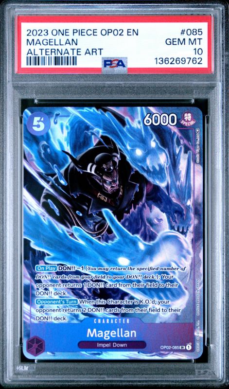 2023 One Piece OP02 En Magellan Alternate Art #085 PSA 10