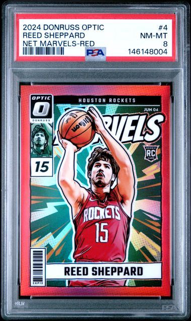 2024 Donruss Optic Reed Sheppard Net Marvels - Red #4 PSA 8