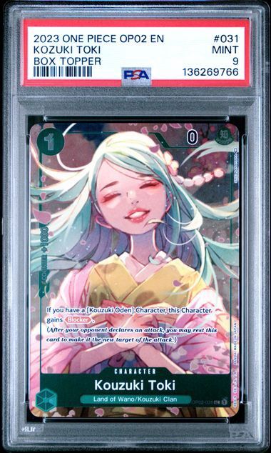 2023 One Piece OP02 En Kozuki Toki Box Topper #031 PSA 9