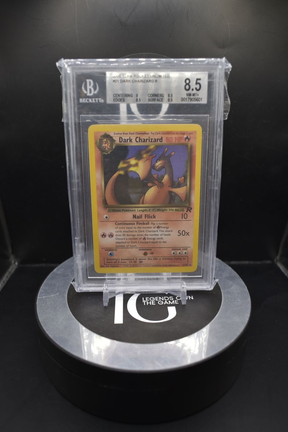 2000 Team Rocket Unlimited #21 Dark Charizard R BGS 8.5