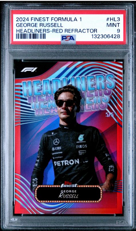 2024 Finest Formula 1 George Russell Headlines Red Refractor #HL3 PSA 9