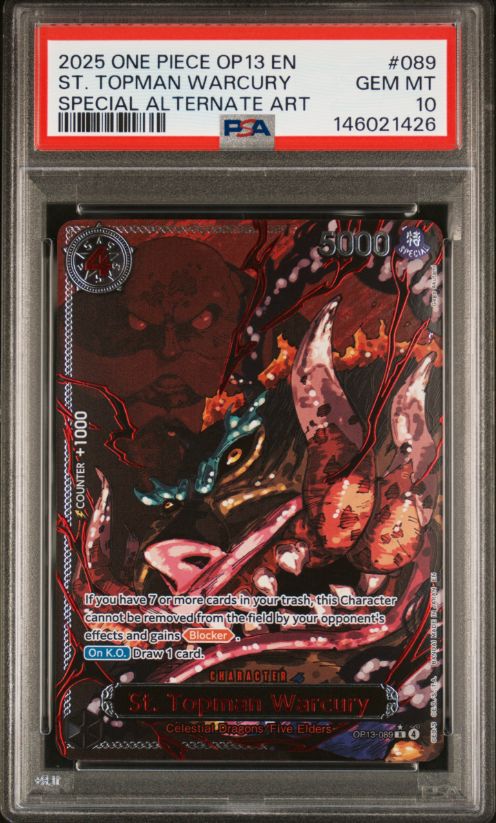 2025 One Piece OP13 En St. Topman Warcury Special Alternate Art #089 PSA 10