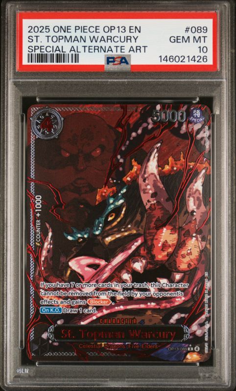 2025 One Piece OP13 En St. Topman Warcury Special Alternate Art #089 PSA 10