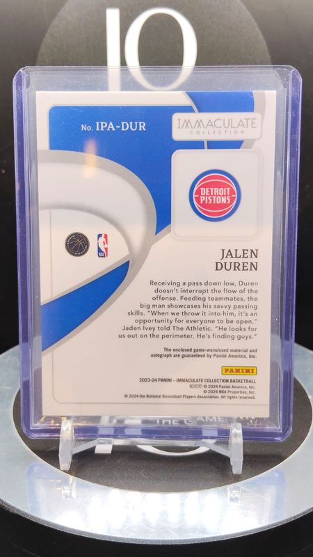2023-24 Panini Immaculate Collection Basketball Jalen Duren Auto Relic Card 3/49 #IPA-DUR