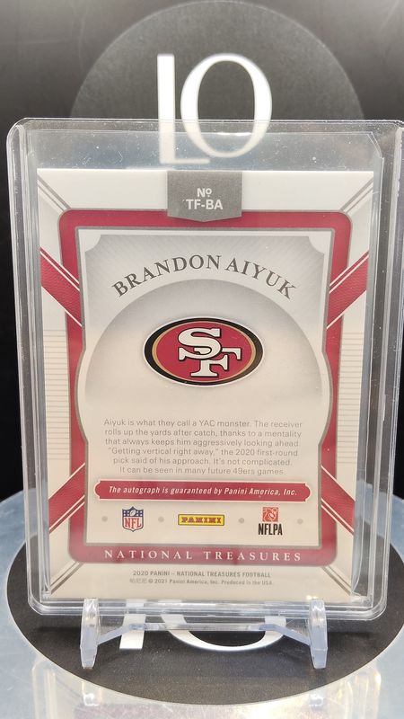 2020 Panini National Treasures Football Brandon Aiyuk Auto 3/25 #TF-BA