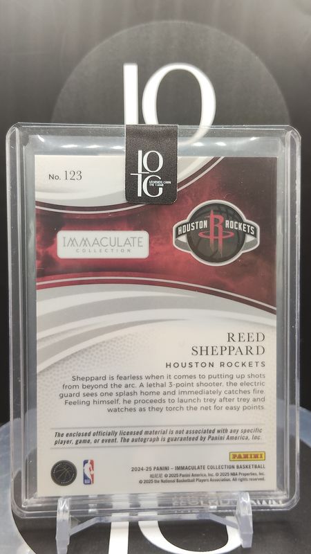 2024-25 Panini Immaculate Collection Reed Sheppard Auto Relic Card RC 21/25 #123