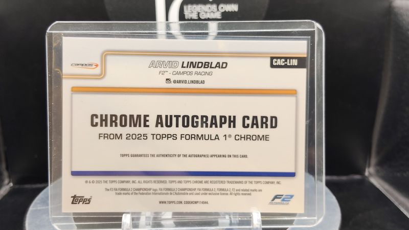 2025 Topps Formula 1 Chrome Arvid Lindblad Auto 02/99 #CAC-LIN