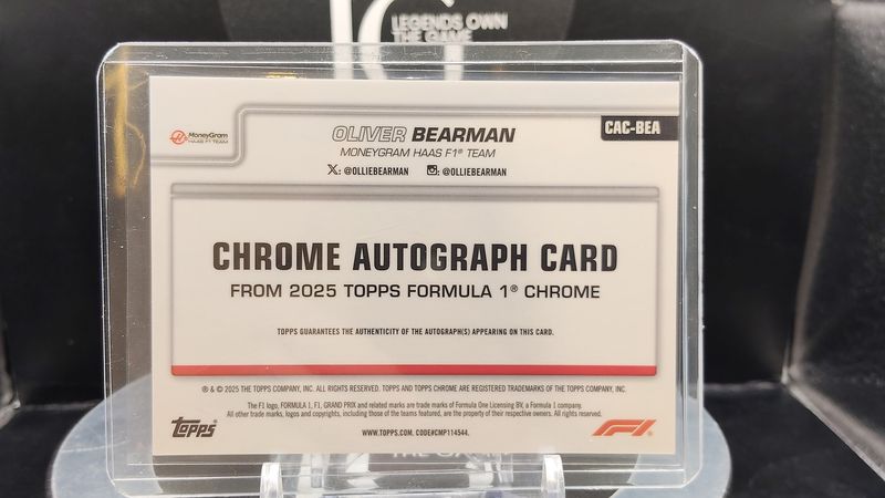2025 Topps Formula 1 Chrome Oliver Bearman Auto #CAC-BEA