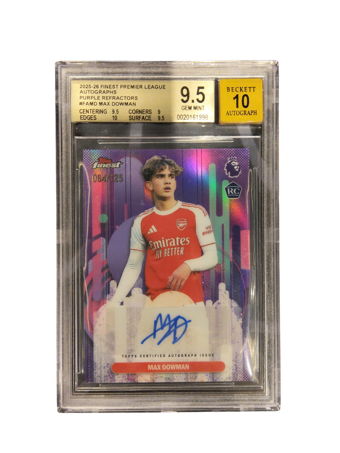 2025-26 Finest Premier League Autographs Purple Refractors #FAMD Max Dowman BGS 9.5 Auto 10