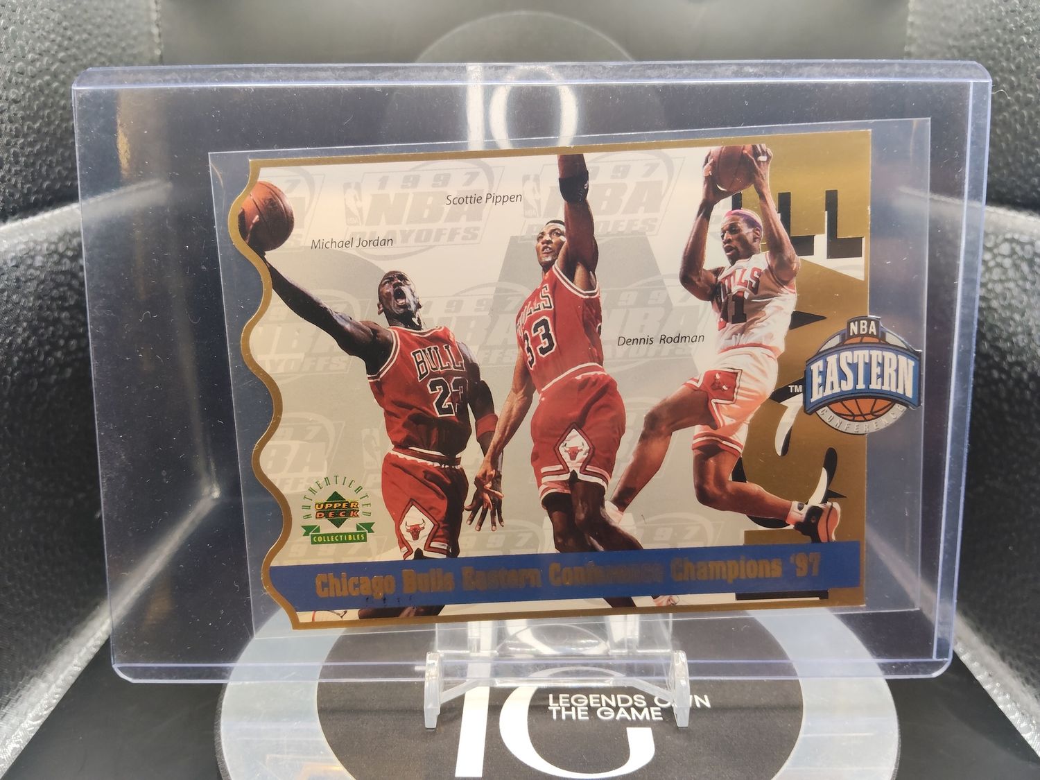 1996 Upper Deck Chicago Bulls Eastern Conference Champions '97 Die Cut - Michael Jordan Scottie Pippen Dennis Rodman