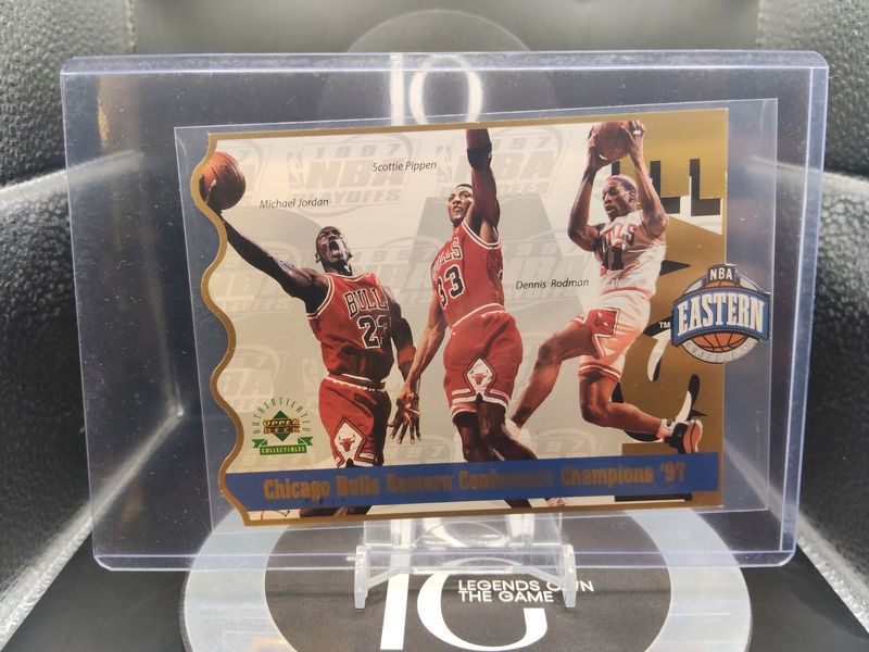 1996 Upper Deck Chicago Bulls Eastern Conference Champions '97 Die Cut - Michael Jordan Scottie Pippen Dennis Rodman