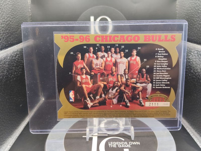 1996 Upper Deck Authenticated 95-95 Chicago Bulls 72 Wins - Michael Jordan Scottie Pippen Dennis Rodman #2,111/10,000