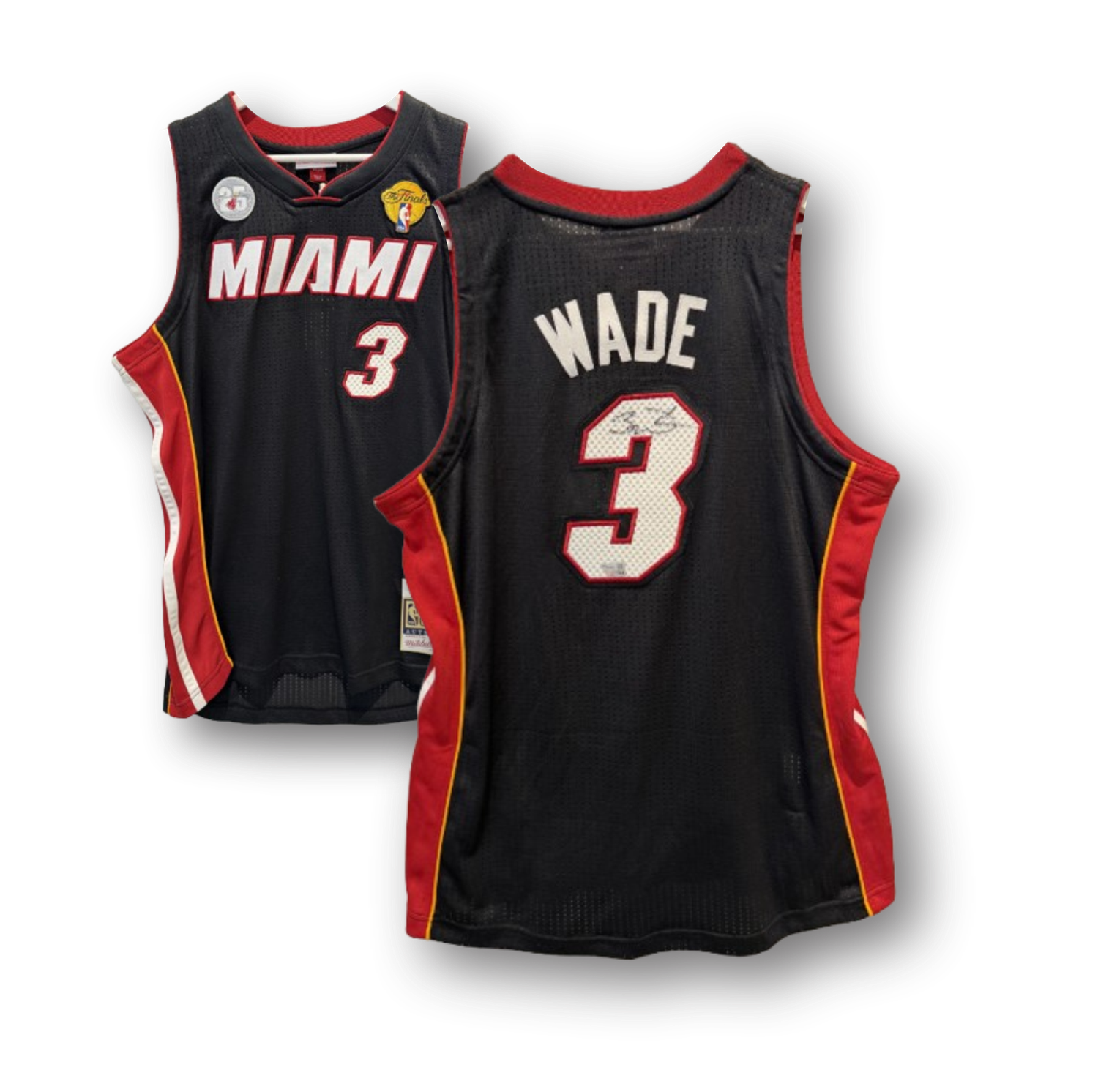 Dwayne Wade Miami Heat Authographed Black Mitchell &amp; Ness 2012-13 Authentic Jersey w/ 25th Anniv &amp; NBA Finals Patches