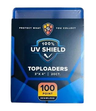 100PT 3x4 Premium Toploader - UV Shield - Blue Hint