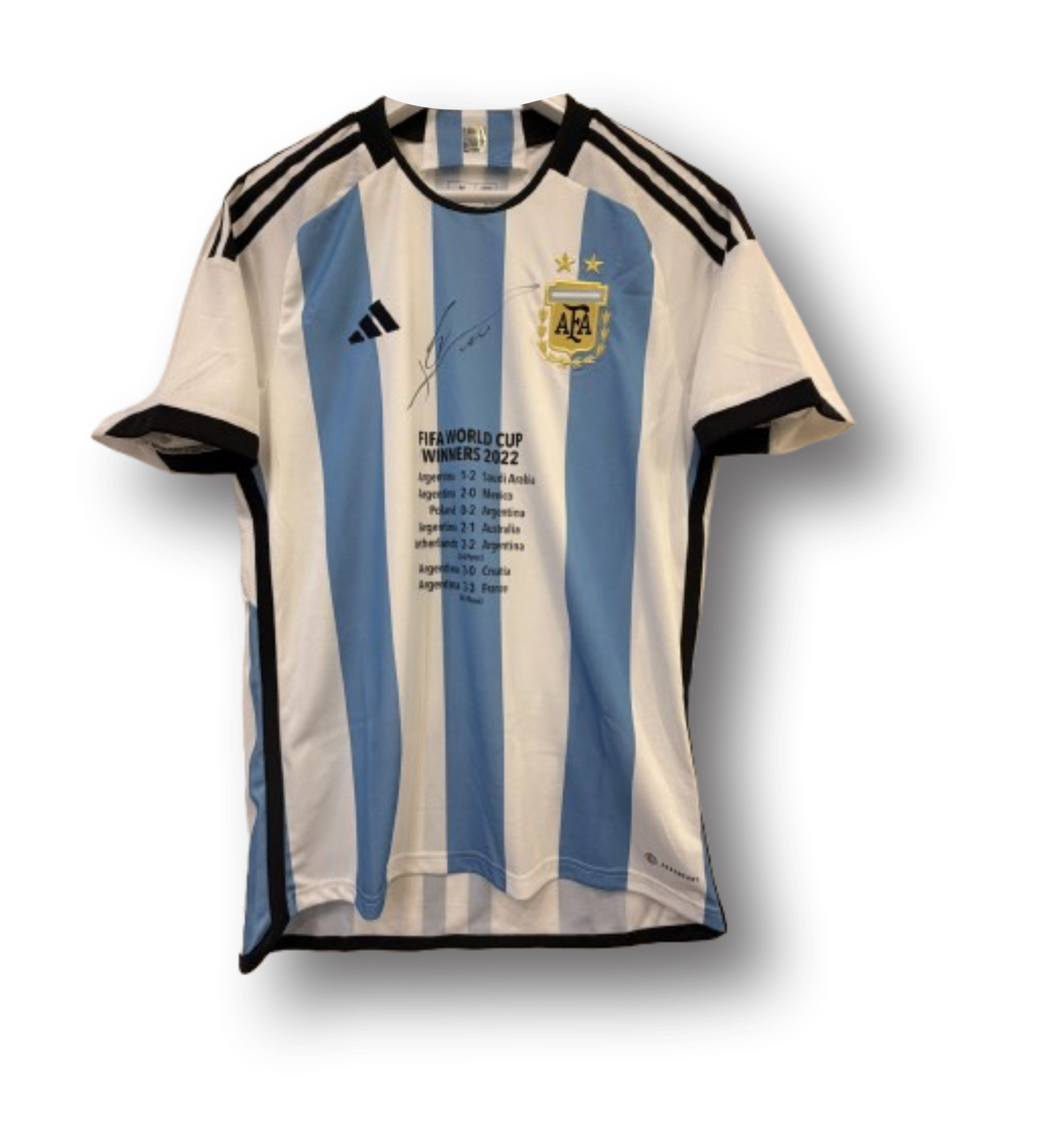 Lionel Messi Front Signed Argentina 2022 Home Shirt: Fifa World Cup Stats Edition