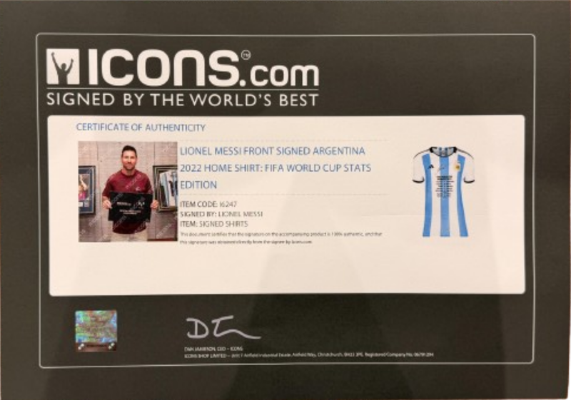 Lionel Messi Front Signed Argentina 2022 Home Shirt: Fifa World Cup Stats Edition