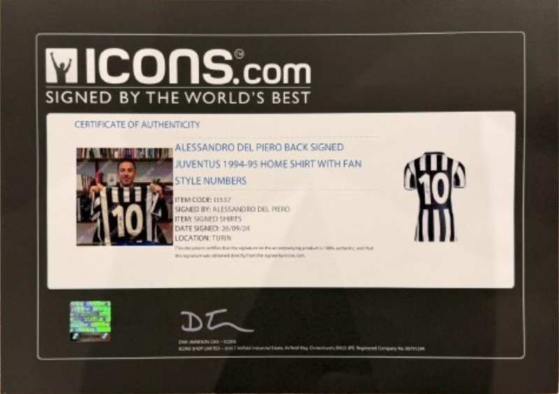 Alessandro Del Piero Back Signed Juventus 1994-95 Home Shirt