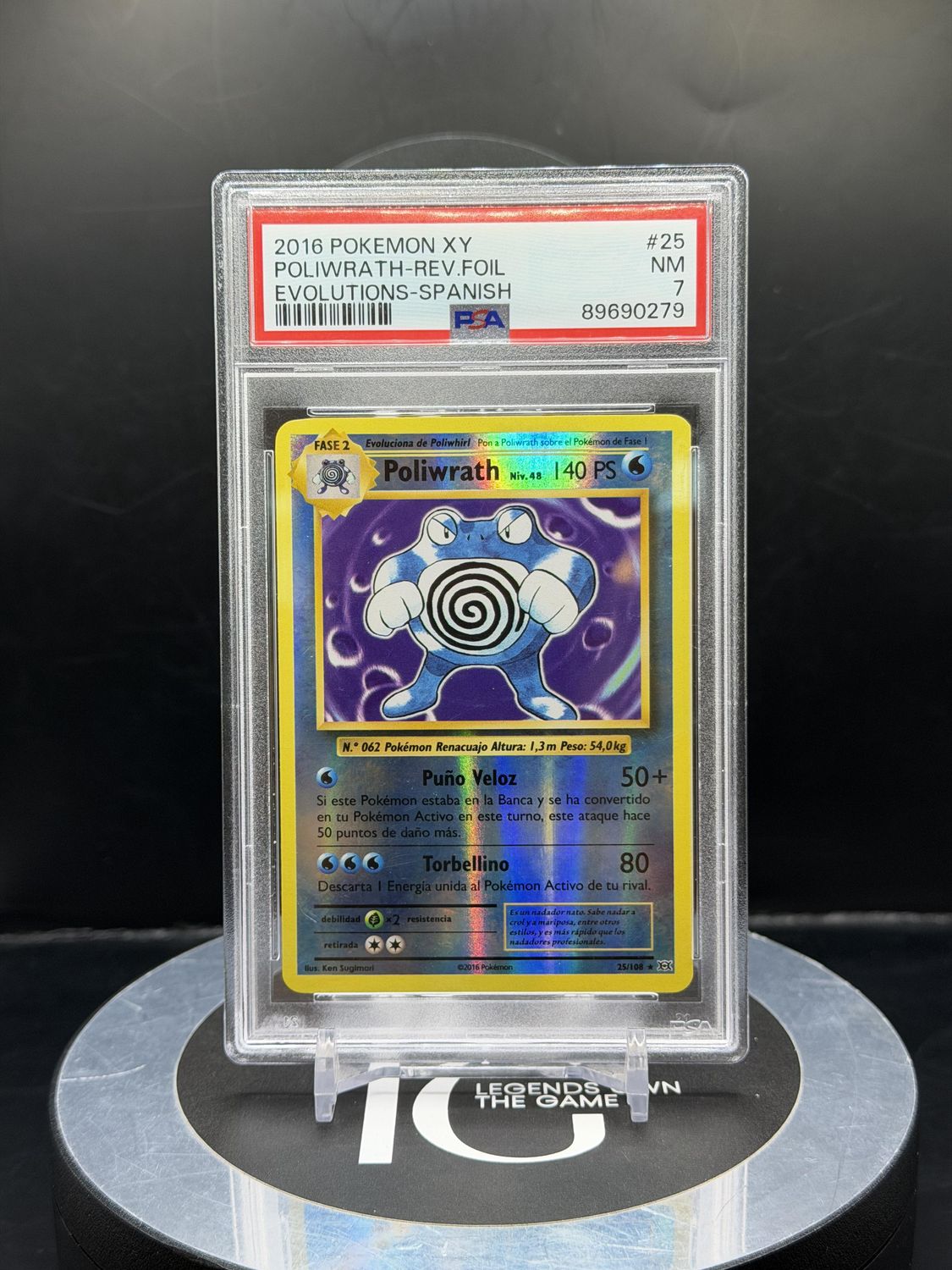2016 Pokemon XY Poliwrath-Rev.Foil Evolutions- Spanish #25 PSA 7