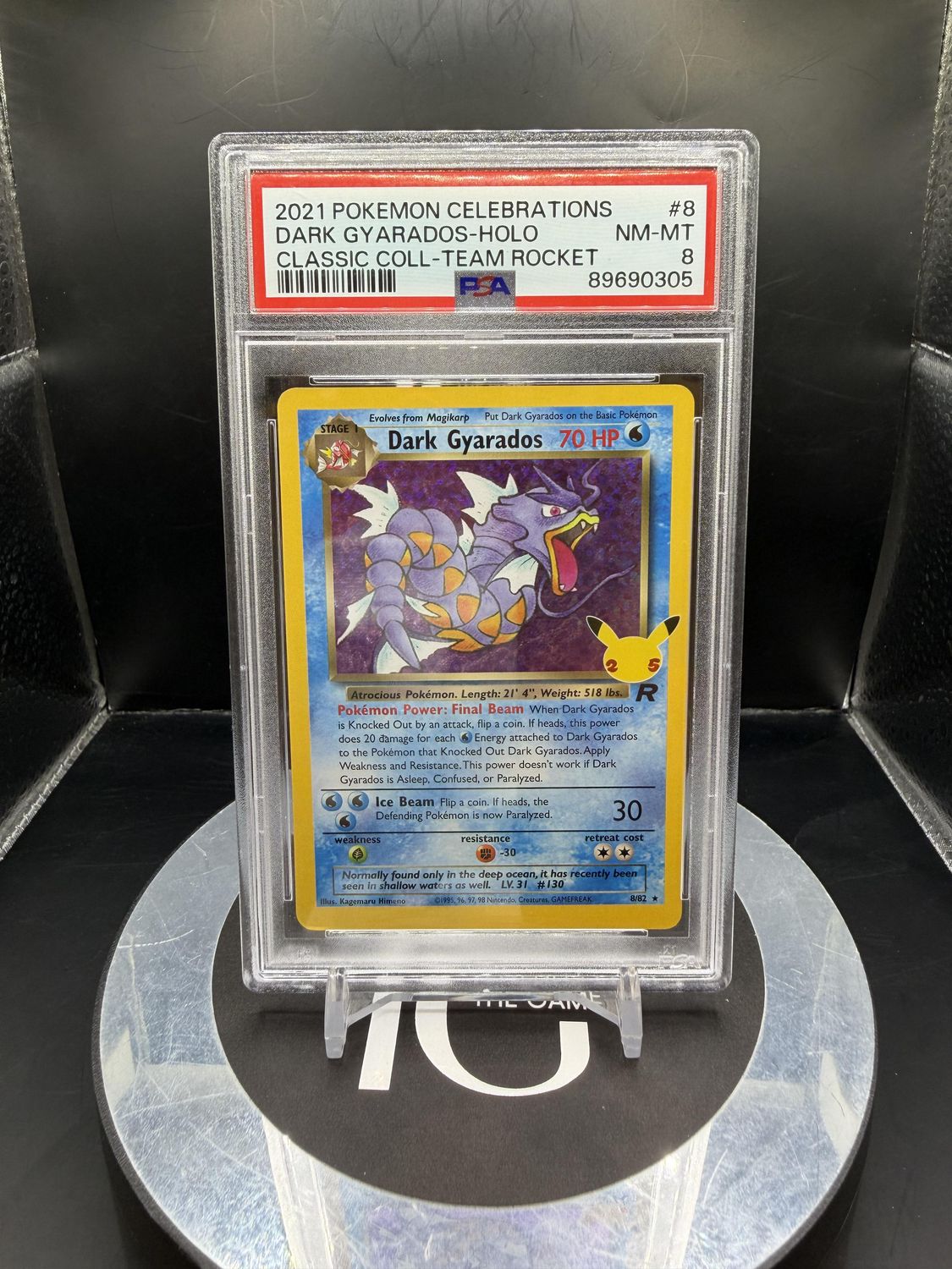 2021 Pokemon Celebrations Dark Gyarados-Holo Classic Coll-Team Rocket #8 PSA 8