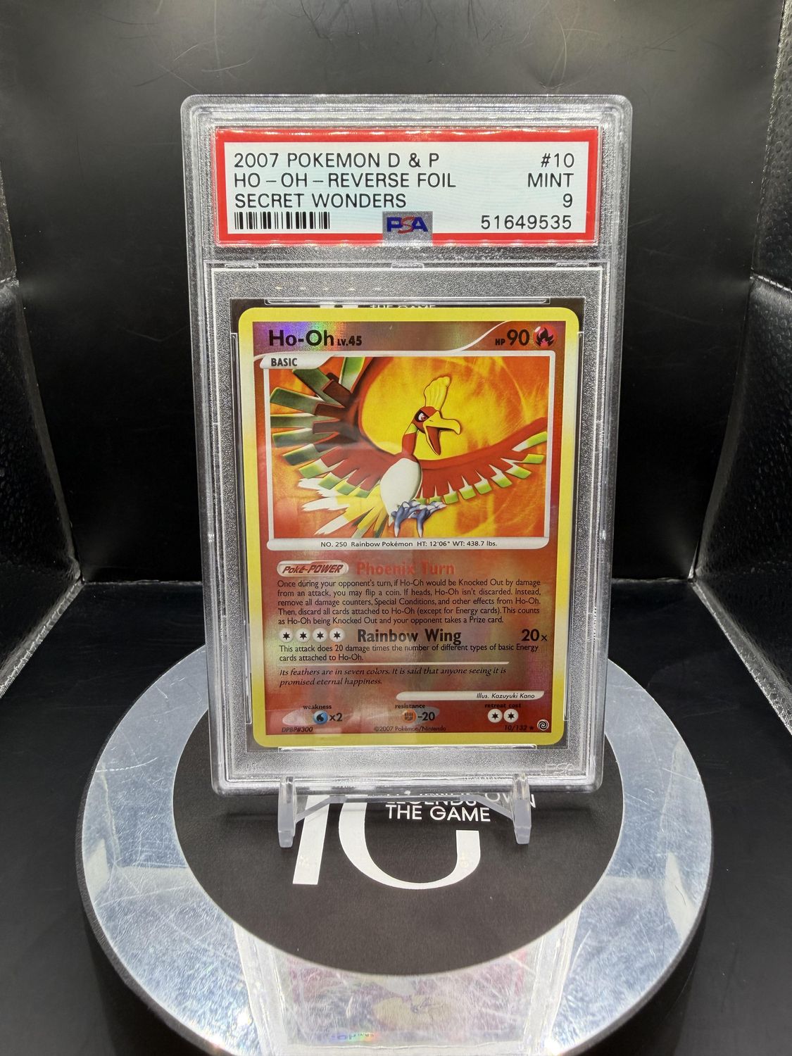 2007 Pokemon D &amp; P Ho-Oh Reverse Foil Secret Wonders #10 PSA 9