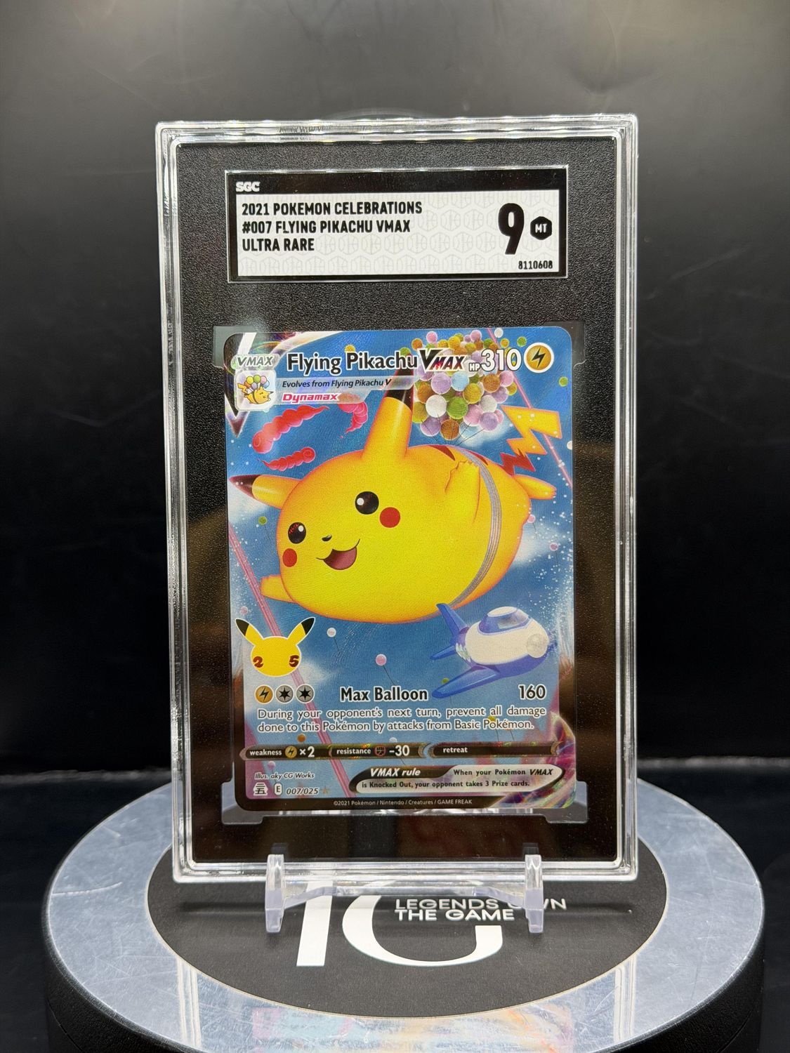 2021 Pokemon Celebrations #007 Flying Pikachu Vmax Ultra Rare SGC 9