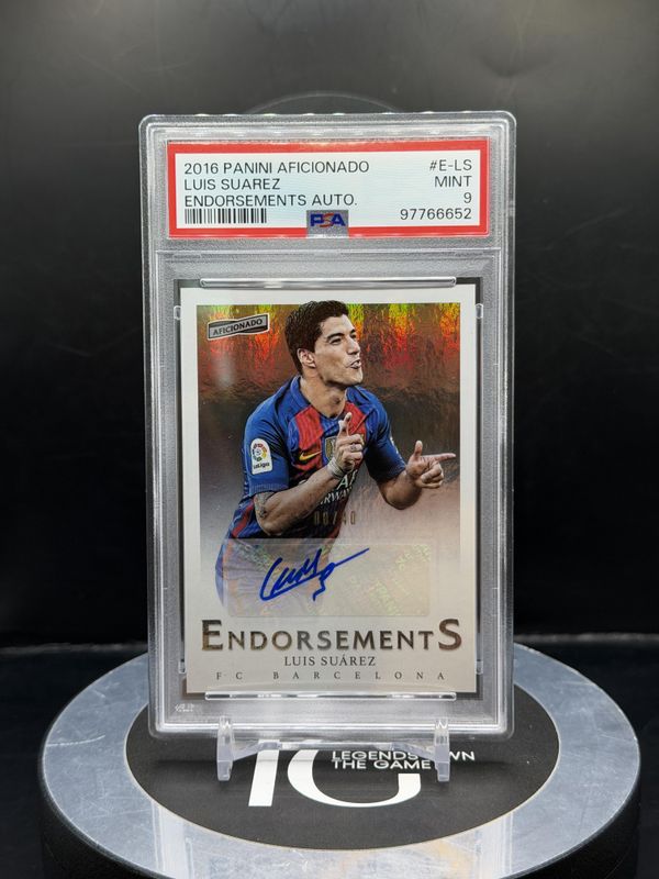 2016 Panini Aficionado Luis Suarez Endorsements Auto. #E-LS 08/40 PSA 9
