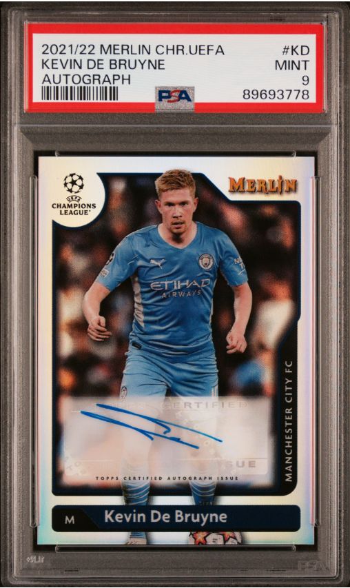 2021/22 Merlin CHR.UEFA Kevin De Bruyne Autograph #KD PSA 9
