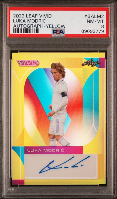 2022 Leaf Vivid Luka Modric Autograph - Yellow #BALM2 PSA 8