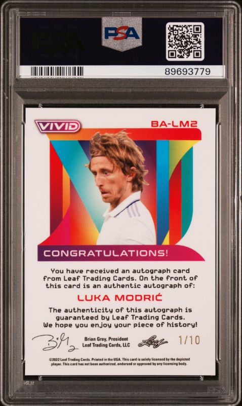 2022 Leaf Vivid Luka Modric Autograph - Yellow #BALM2 PSA 8