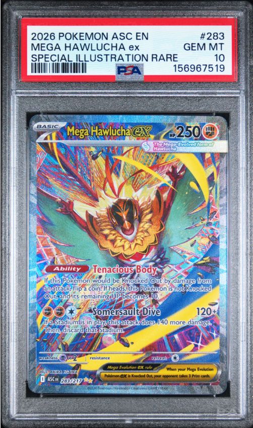 2026 Pokemon ASC EN Mega Hawlucha ex Special Illustration Rare #283 PSA 10