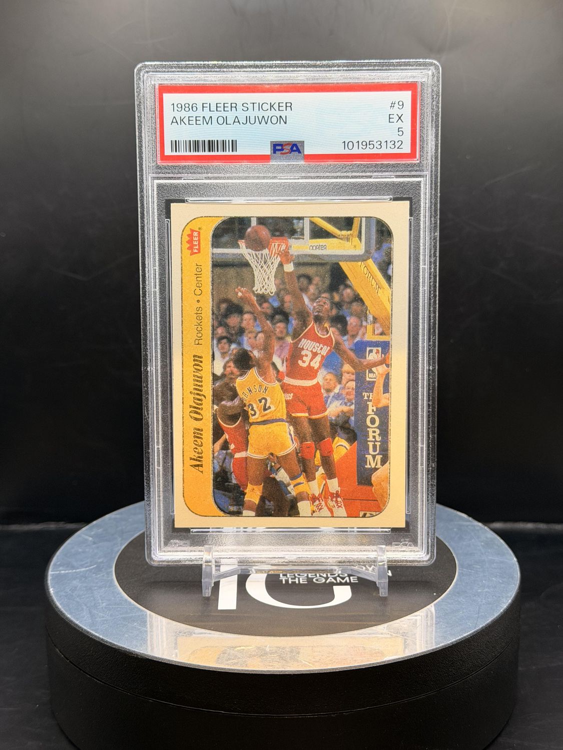 1986 Fleer Sticker Sticker Akeem Olajuwon #9 PSA 5