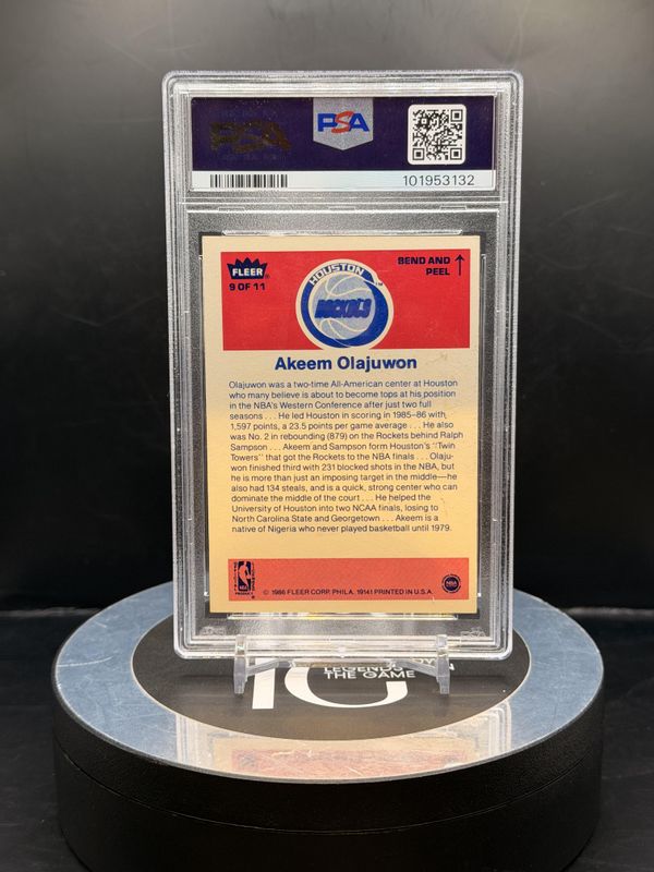 1986 Fleer Sticker Sticker Akeem Olajuwon #9 PSA 5