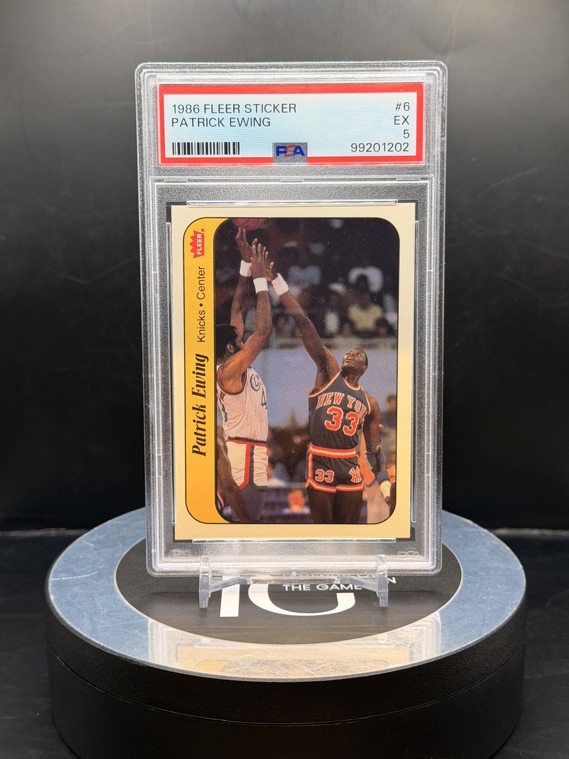 1986 Fleer Sticker Patrick Ewing #6 PSA 5