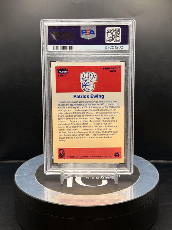 1986 Fleer Sticker Patrick Ewing #6 PSA 5