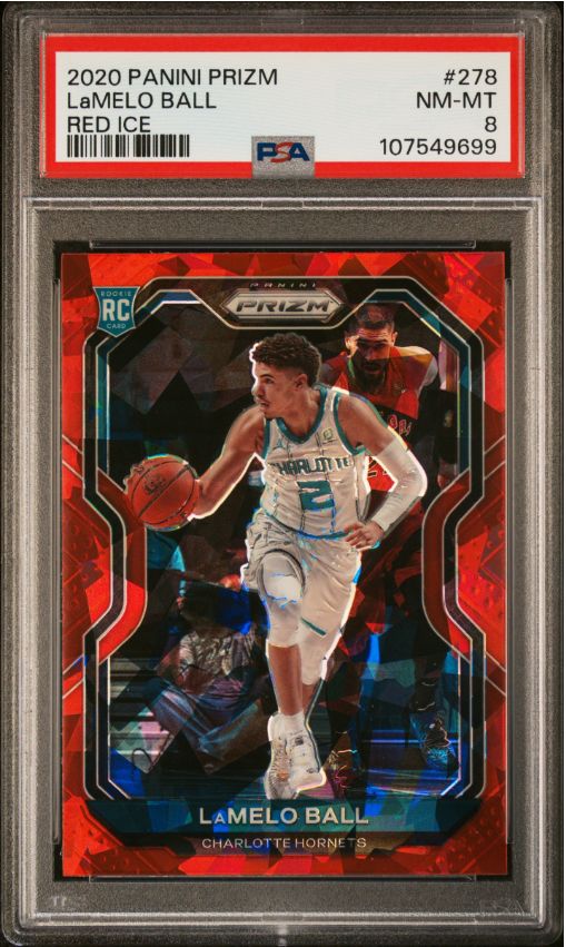 2020 Panini Prizm LaMelo Ball Red Ice #278 PSA 8