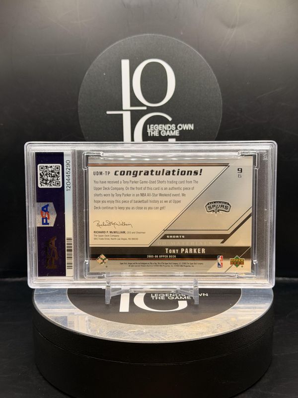 2005 Upper Deck Tony Parker UD Materials #UDMTP PSA 9
