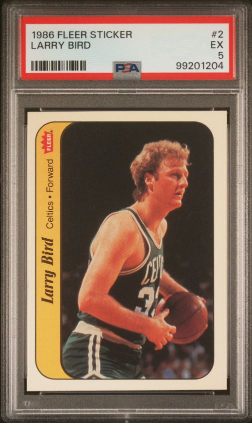 1986 Fleer Sticker Larry Bird #2 PSA 5
