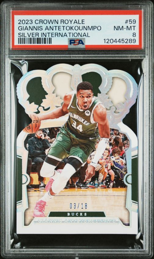 2023 Crown Royale Giannis Antetokounmpo Silver International #59 PSA 8