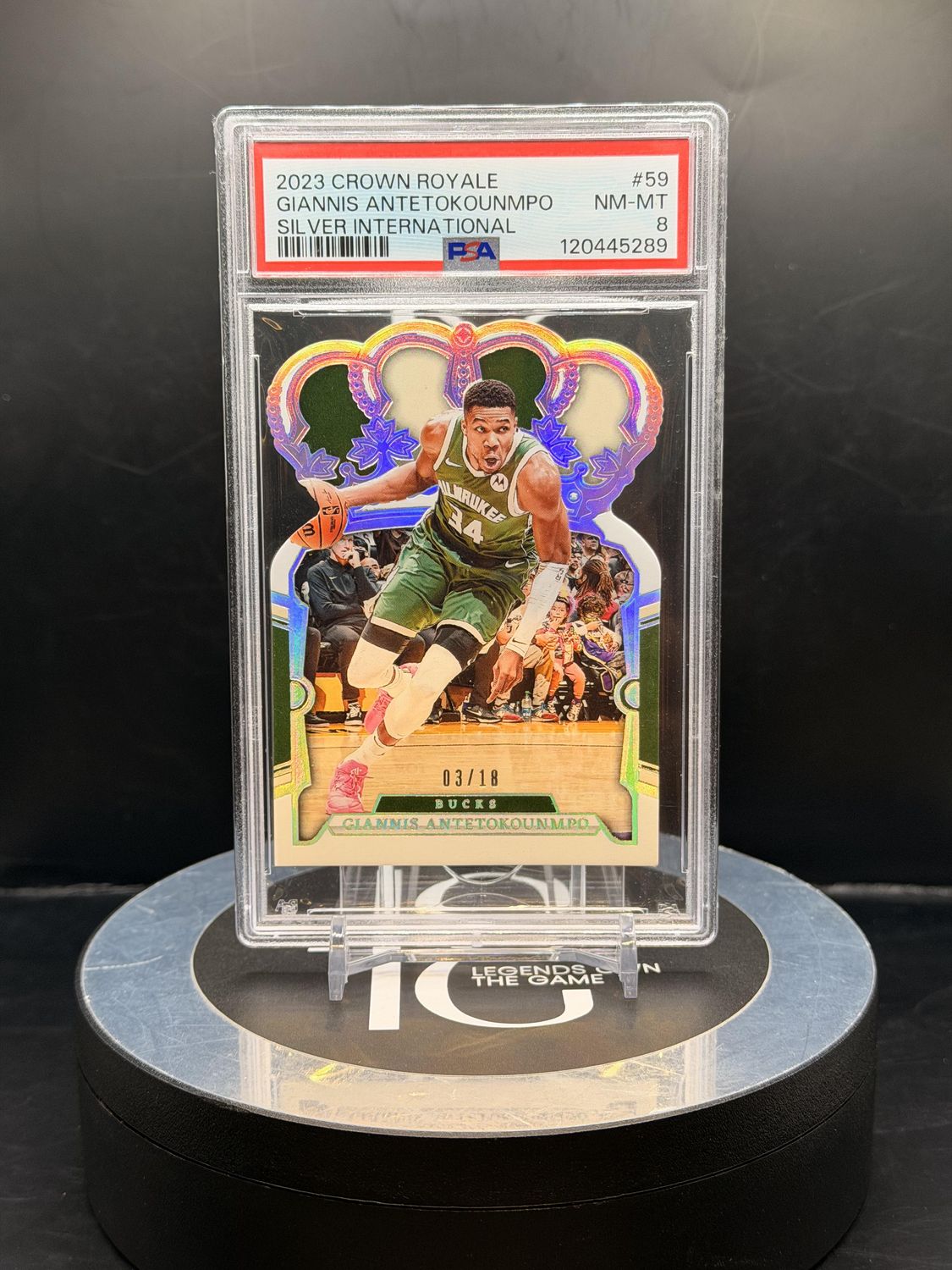 2023 Crown Royale Giannis Antetokounmpo Silver International #59 PSA 8