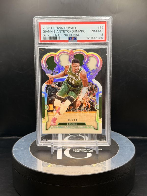 2023 Crown Royale Giannis Antetokounmpo Silver International #59 PSA 8
