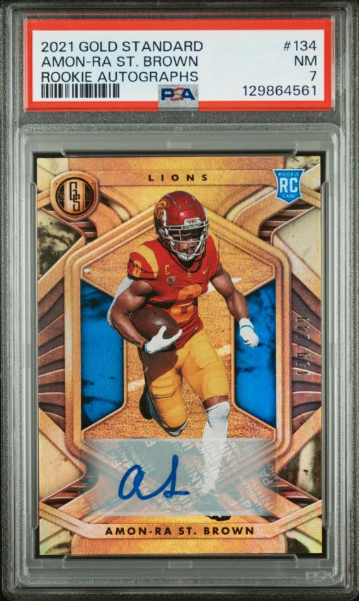 2021 Gold Standard Amon-Ra St. Brown Rookiw Autographs #134 PSA 7