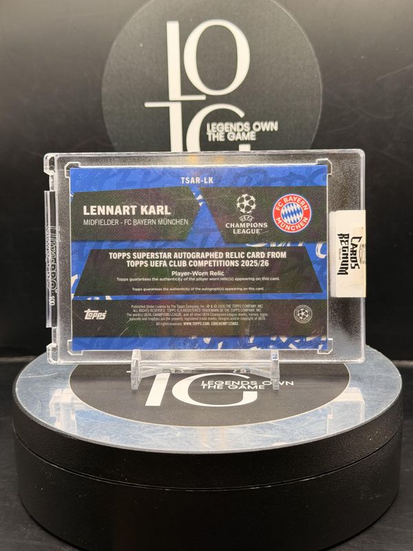2025-26 Topps UCC Superstar Autographed Relic Card Lennart Karl RC 15/50 #TSAR-LK