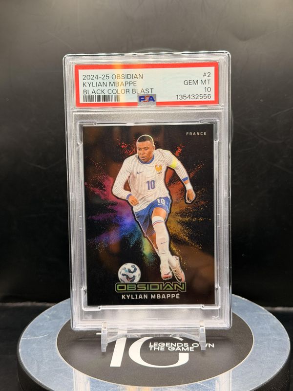2024-25 Panini Obsidian Kylian Mbappe Black Color Blast #2 PSA 10