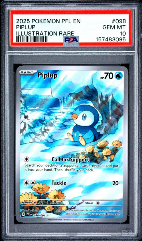 2025 Pokemon PFL En Piplup Illustration Rare #098 PSA 10