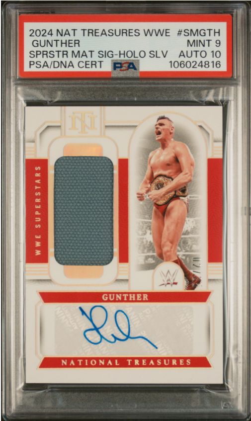 2024 National Treasures WWE Gunther Superstar Mat Sig-Holo SLV PSA/DNA Cert #SMGTH PSA 10